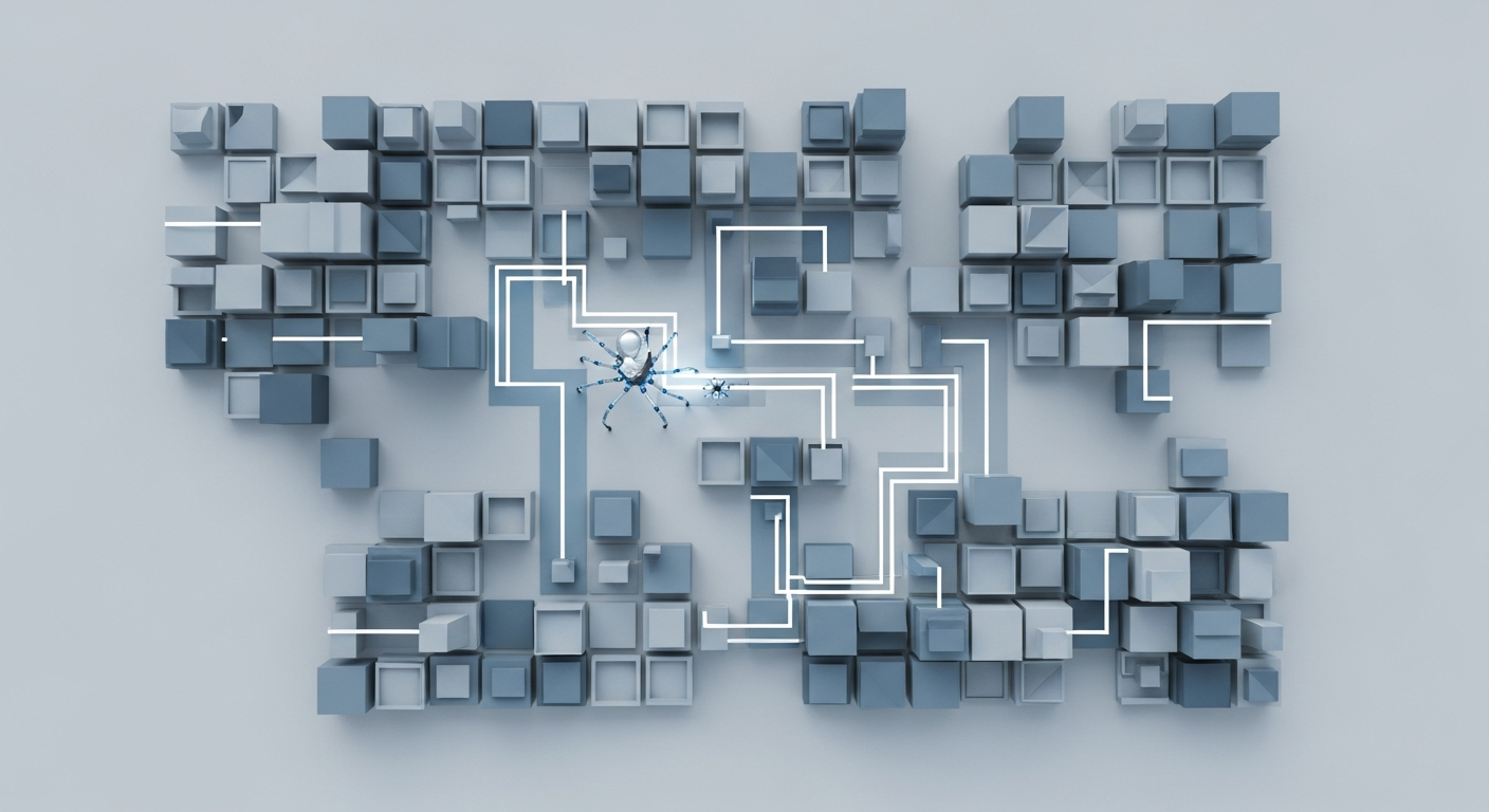 Diagram illustrating the crawlability and indexability process for search engines, showing bots discovering and adding web pages to their index.
