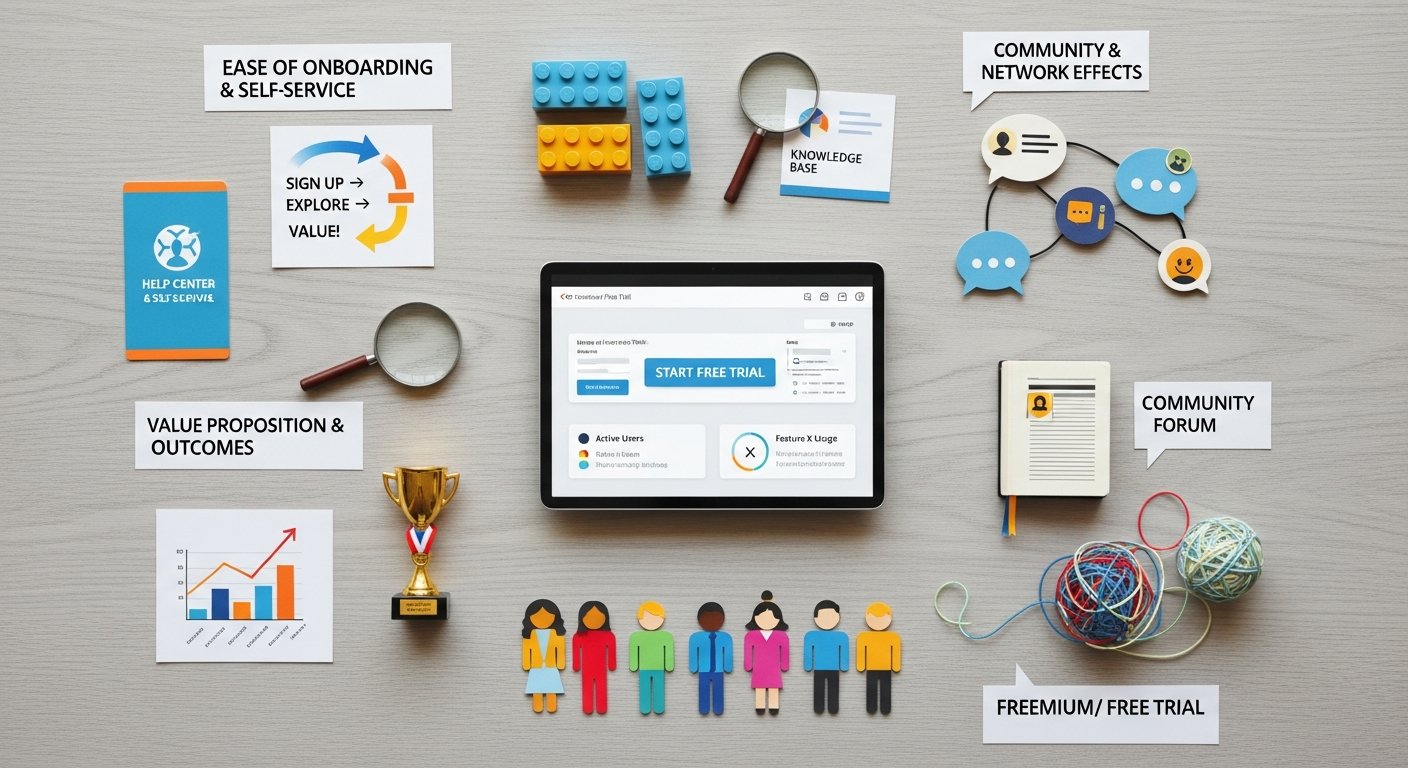 Featured illustration of product-led-growth (PLG) tech startups and digital marketing strategies