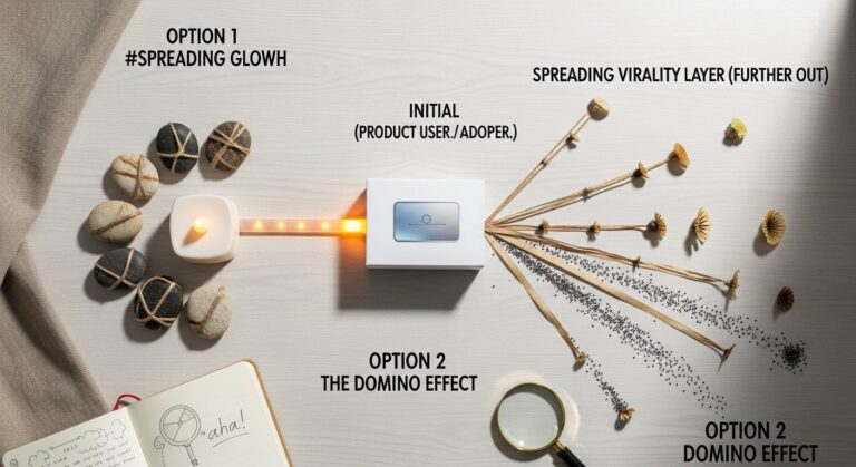 Illustration of product-led growth (PLG) virality for tech startups and digital marketing strategies
