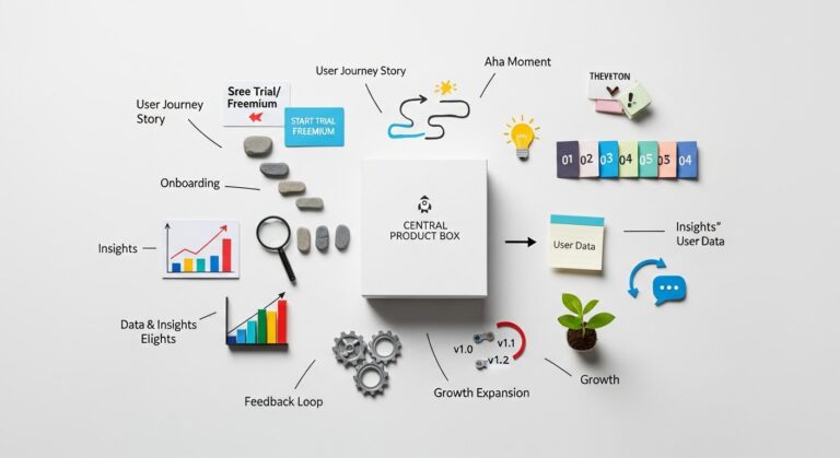 Featured illustration of product-led growth for tech startups and digital marketing strategy